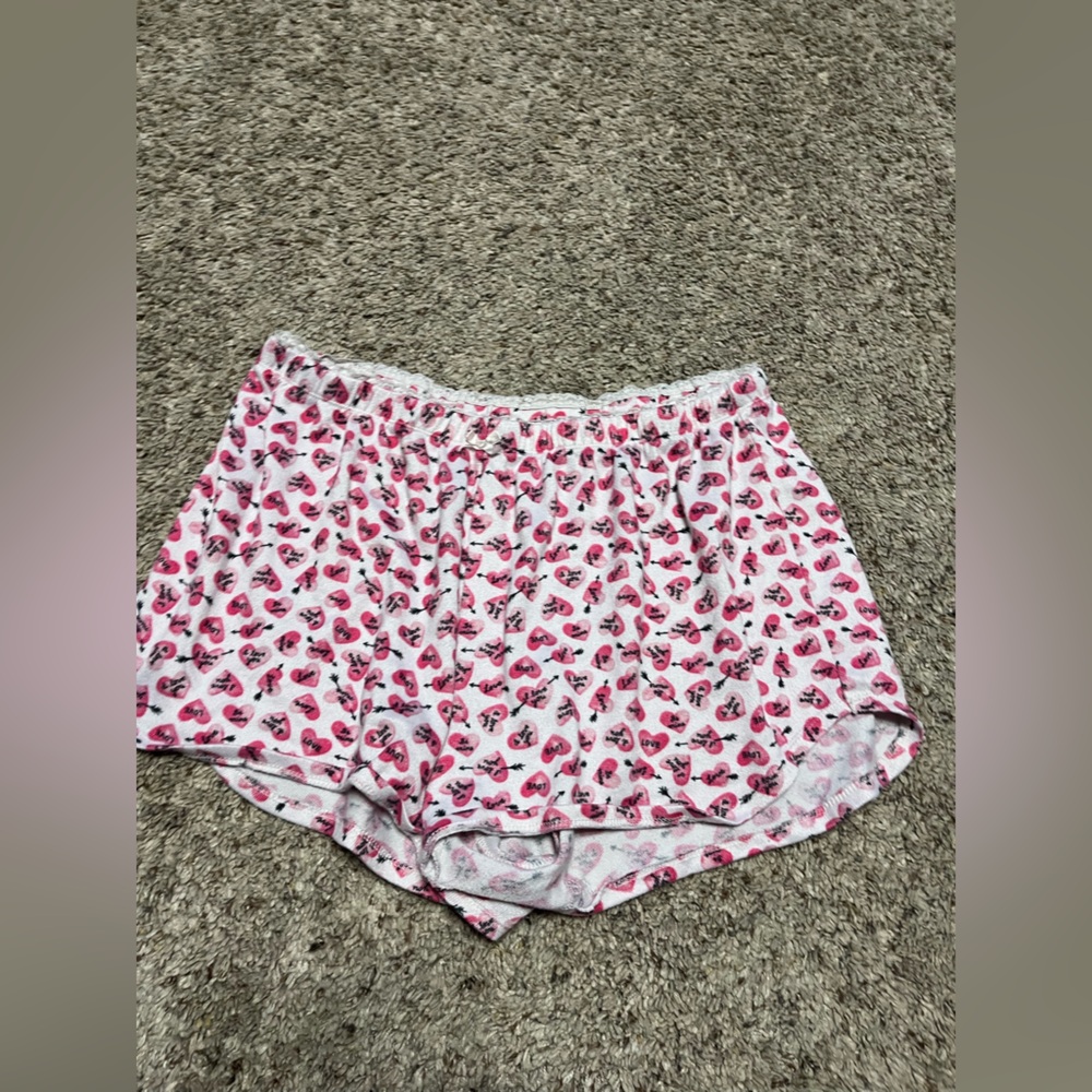 Betsey Johnson Pink Heart Pattern Athletic Shorts